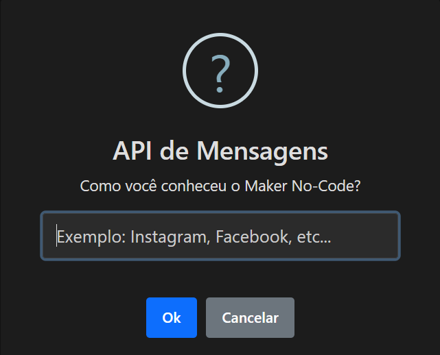 Mensagem de interação de confirmação