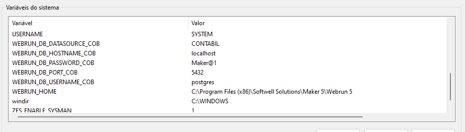 Webrun - Variáveis de Ambiente